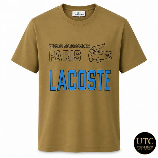 Lacoste Men's Premium Olive Green Graphic Cotton T-Shirt | Soft Crew Neck Casual Tee