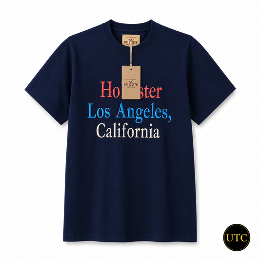 🌊 Hollister Men's Premium Los Angeles California Graphic T-Shirt 👕✨ | 100% Authentic | Soft Cotton Casual Tee