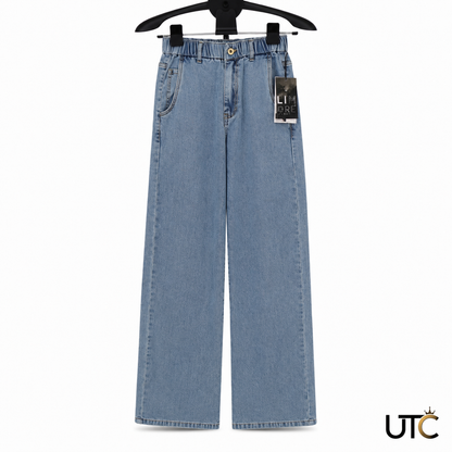 LIMORE Women’s Light Blue Wide-Leg Jeans | Elastic Waist Denim