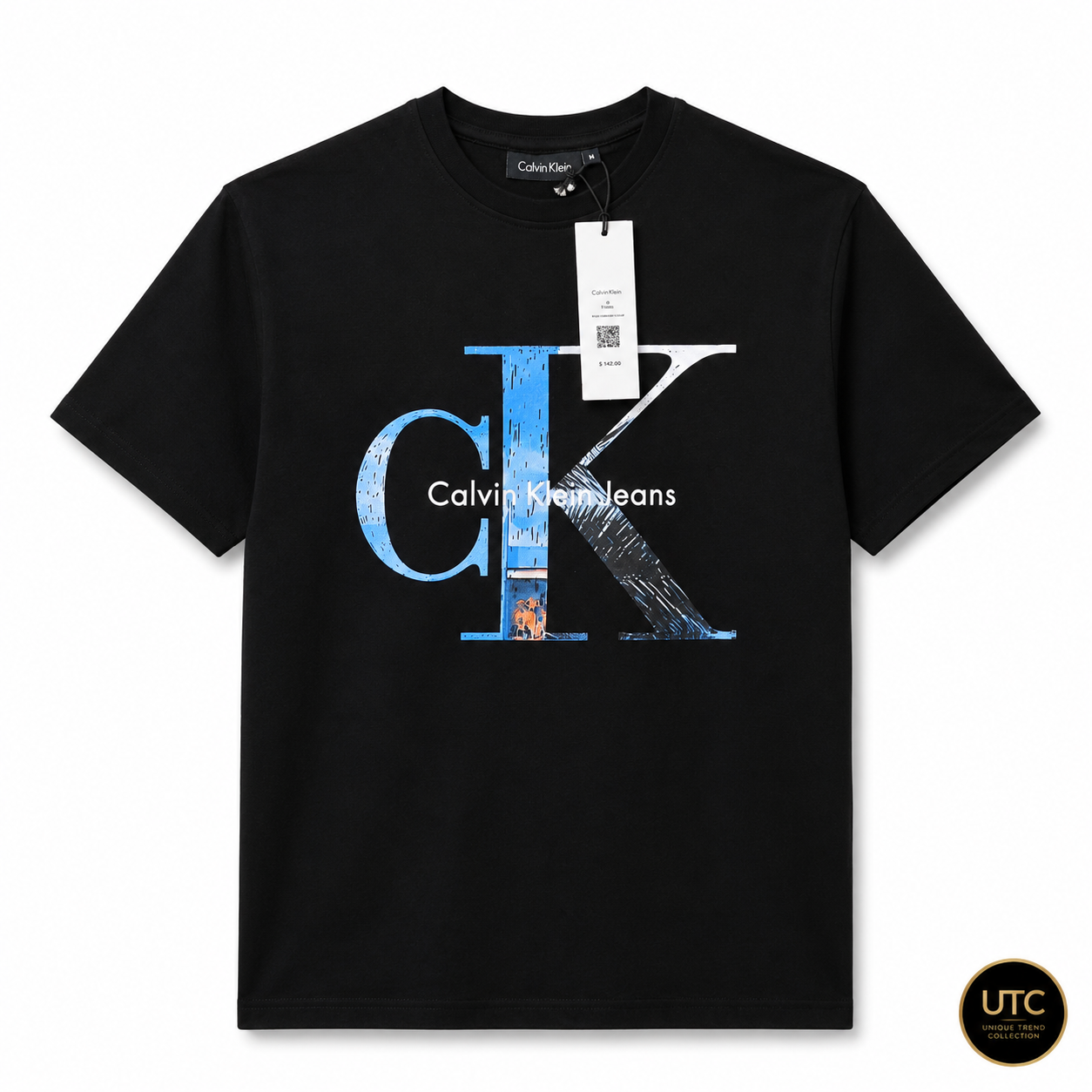 Calvin Klein Jeans Men's Black Graphic Logo T-Shirt | Premium Cotton Crew Neck