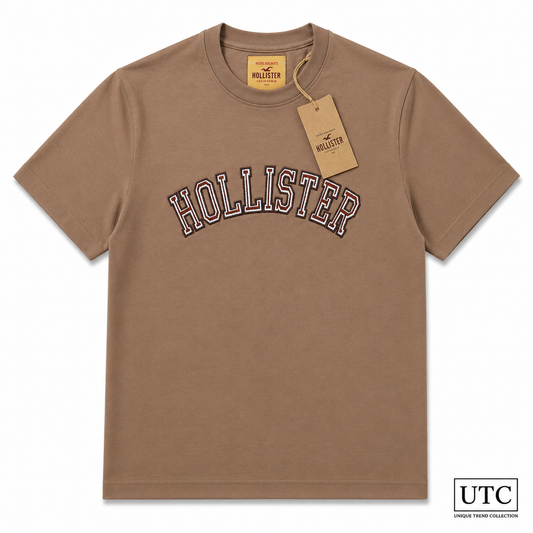 🤎 Hollister California Men's Premium Brown Crew Neck T-Shirt | Soft Cotton Casual Tee 👕