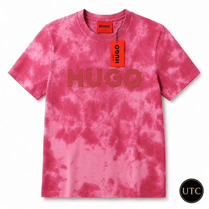 💖✨ HUGO Men's Premium Pink Tie-Dye T-Shirt 👕 | 🌸 Soft Cotton Crew Neck | 💎 Luxury Everyday Style | 🇨🇦 Fast Shipping
