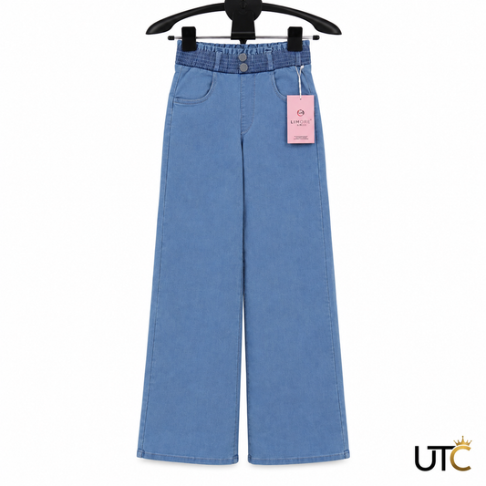 LIMORE Women’s Light Blue Wide-Leg Jeans | Elastic Waist