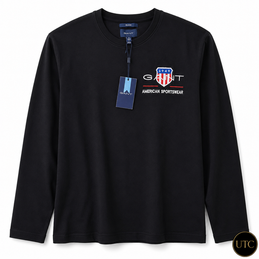 🖤 GANT Men's Premium Long Sleeve T-Shirt 👕✨ | 100% Authentic | Classic American Sportswear