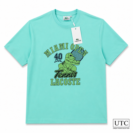 💚 Lacoste Men's Miami Open Graphic T-Shirt | Premium Cotton Crew Neck Tee 🎾
