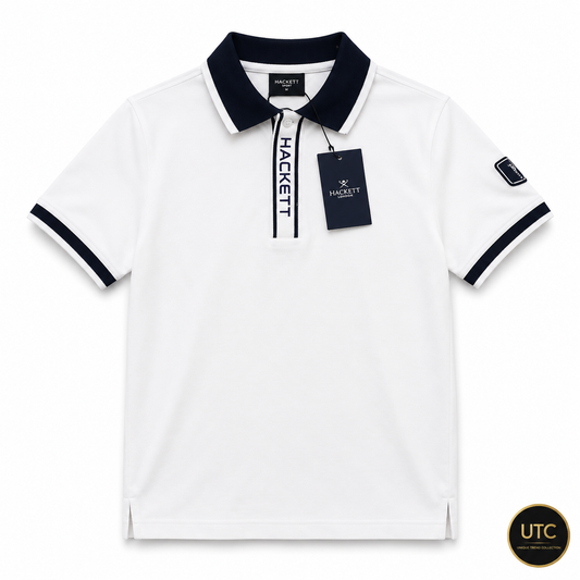 🔥 Hackett London Men's Premium White Polo Shirt | Luxury Cotton Smart Casual Golf Polo 👕