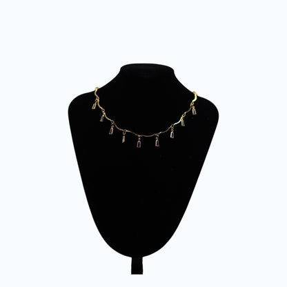 ✨ Gold Crystal Dangle Charm Necklace – Elegant Luxury Fashion Jewelry for Women