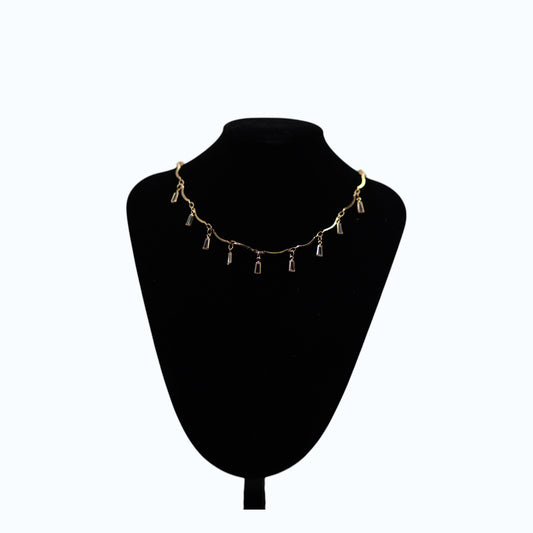 ✨ Gold Crystal Dangle Charm Necklace – Elegant Luxury Fashion Jewelry for Women