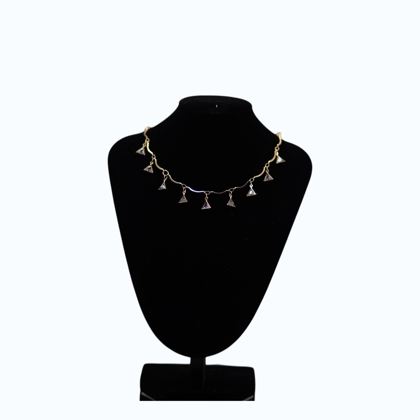 ✨ Dainty Triangle Crystal Necklace for Women | Gold Plated Adjustable Pendant Jewelry Gift 💎