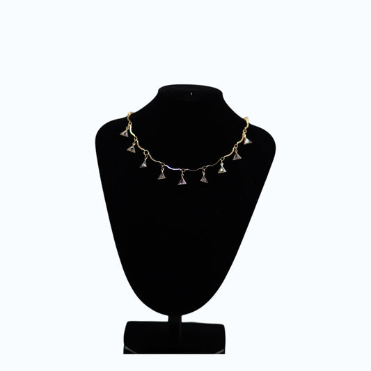 ✨ Dainty Triangle Crystal Necklace for Women | Gold Plated Adjustable Pendant Jewelry Gift 💎