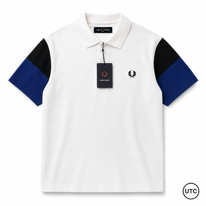 🏆 Premium Men's Color Block Polo Shirt 👕 | Soft Cotton Blend | Modern Smart Casual | White & Royal Blue