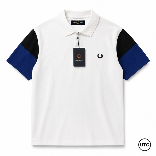 🏆 Premium Men's Color Block Polo Shirt 👕 | Soft Cotton Blend | Modern Smart Casual | White & Royal Blue