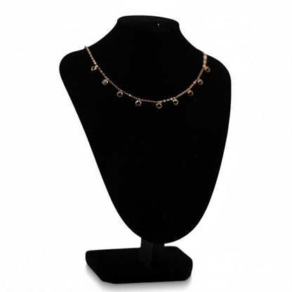 ✨ Elegant Black Crystal Charm Necklace for Women | Dainty Gold-Tone Necklace ✨