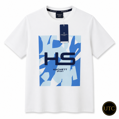 🤍✨ Hackett London Men's Premium White Graphic T-Shirt 👕 | 💎 Soft Cotton Crew Neck | 🇬🇧 Luxury British Style | 🇨🇦 Fast Shipping