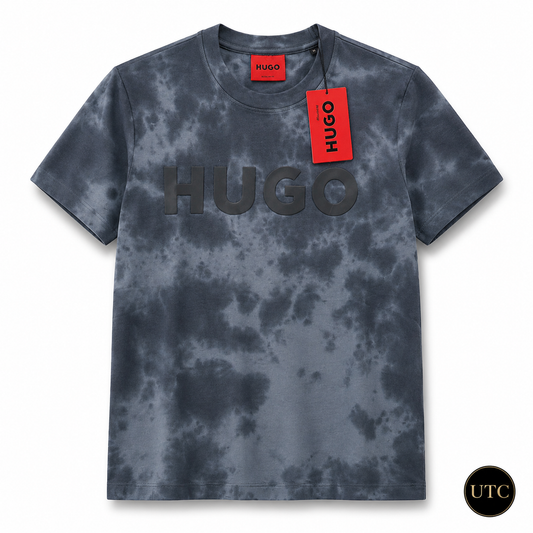 🖤 HUGO Men's Premium Tie-Dye Logo T-Shirt 👕✨ | 100% Authentic | Modern Luxury