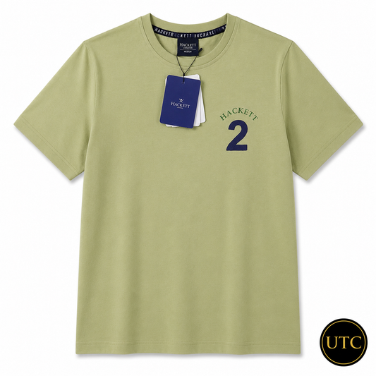 💚✨ Hackett London Men's Premium Sage Green T-Shirt 👕 | 100% Soft Cotton Crew Neck | Luxury Casual Everyday Wear