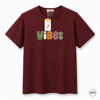 Women's Premium Oversized Cotton Graphic T-Shirt – Burgundy | Soft Casual Crew Neck Tee