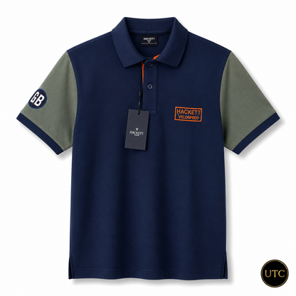💙 Hackett London Velospeed Men's Premium Polo Shirt 👕✨ | Navy Blue Performance Cotton | 100% Authentic