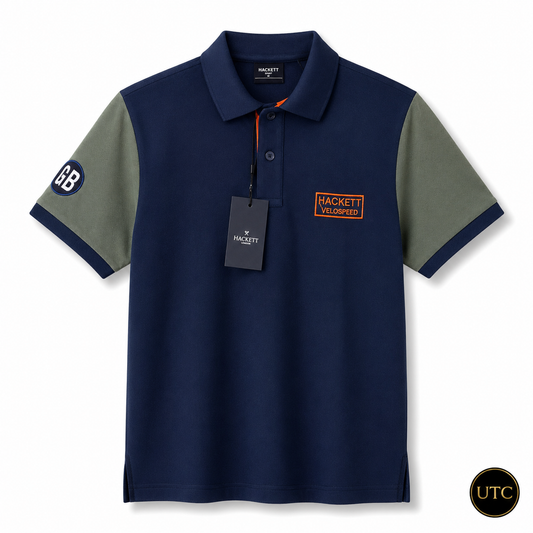💙 Hackett London Velospeed Men's Premium Polo Shirt 👕✨ | Navy Blue Performance Cotton | 100% Authentic
