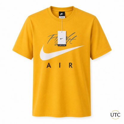 Premium Men's Golden Yellow Cotton Graphic T-Shirt | Soft Crew Neck Casual Tee
