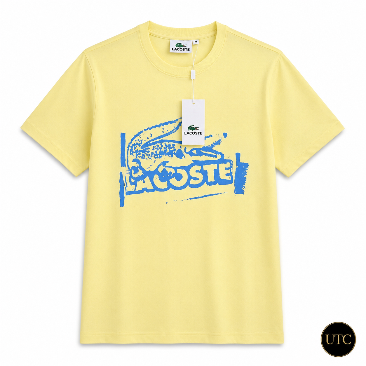 Lacoste Men's Yellow Graphic T-Shirt | Premium Cotton Crew Neck Short Sleeve Tee