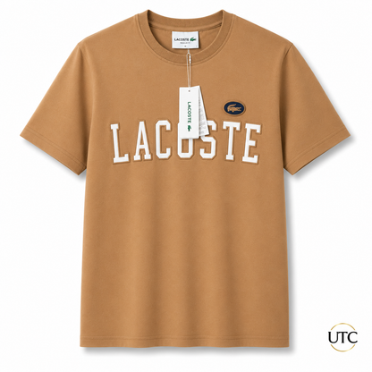 Lacoste Men's Logo Crew Neck T-Shirt – Camel | Premium Cotton Casual Tee