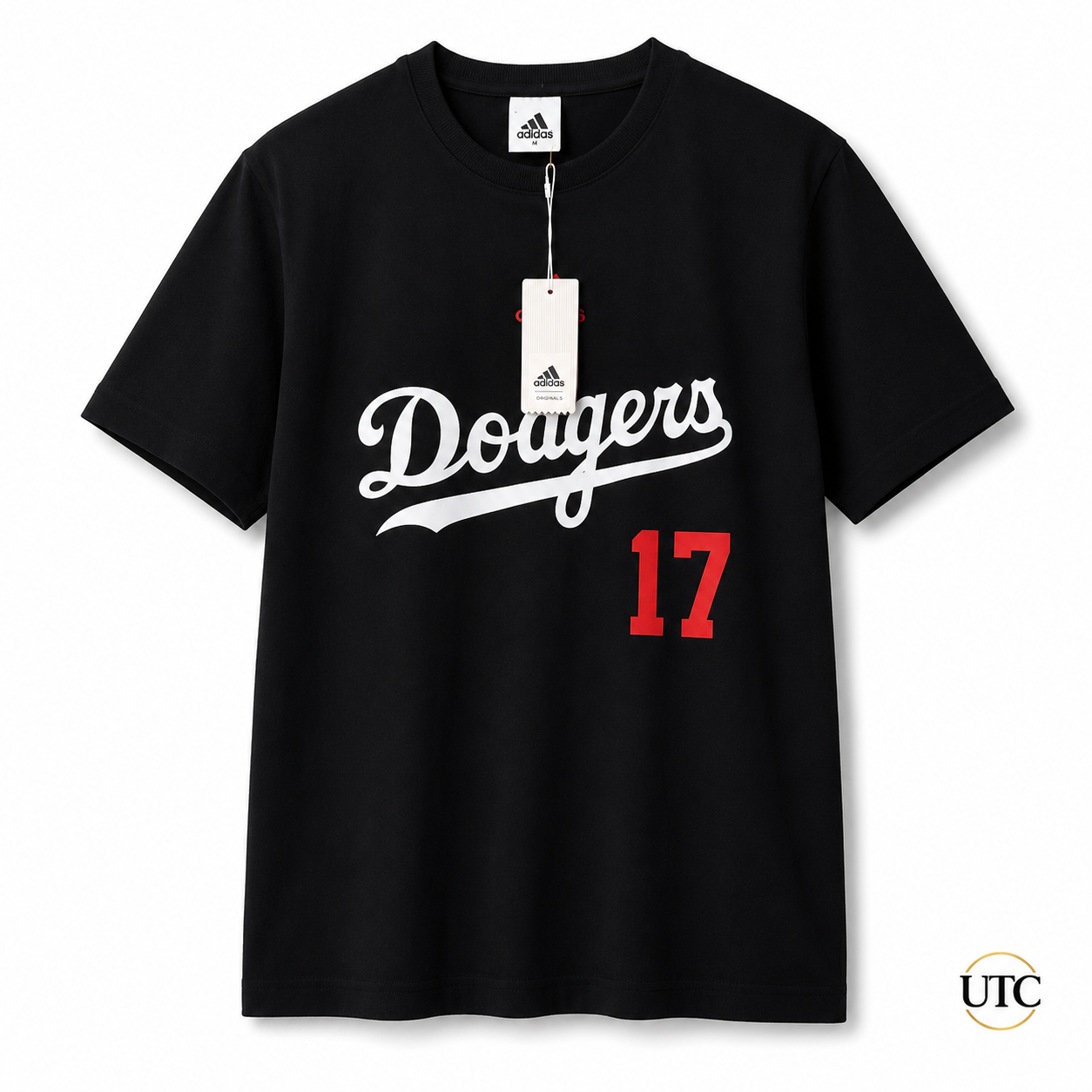 Adidas x Los Angeles Dodgers Men's Graphic T-Shirt #17 | Black Cotton Crew Neck