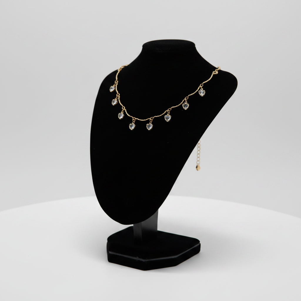 💖 Elegant Gold Heart Crystal Necklace for Women | Luxury Gift