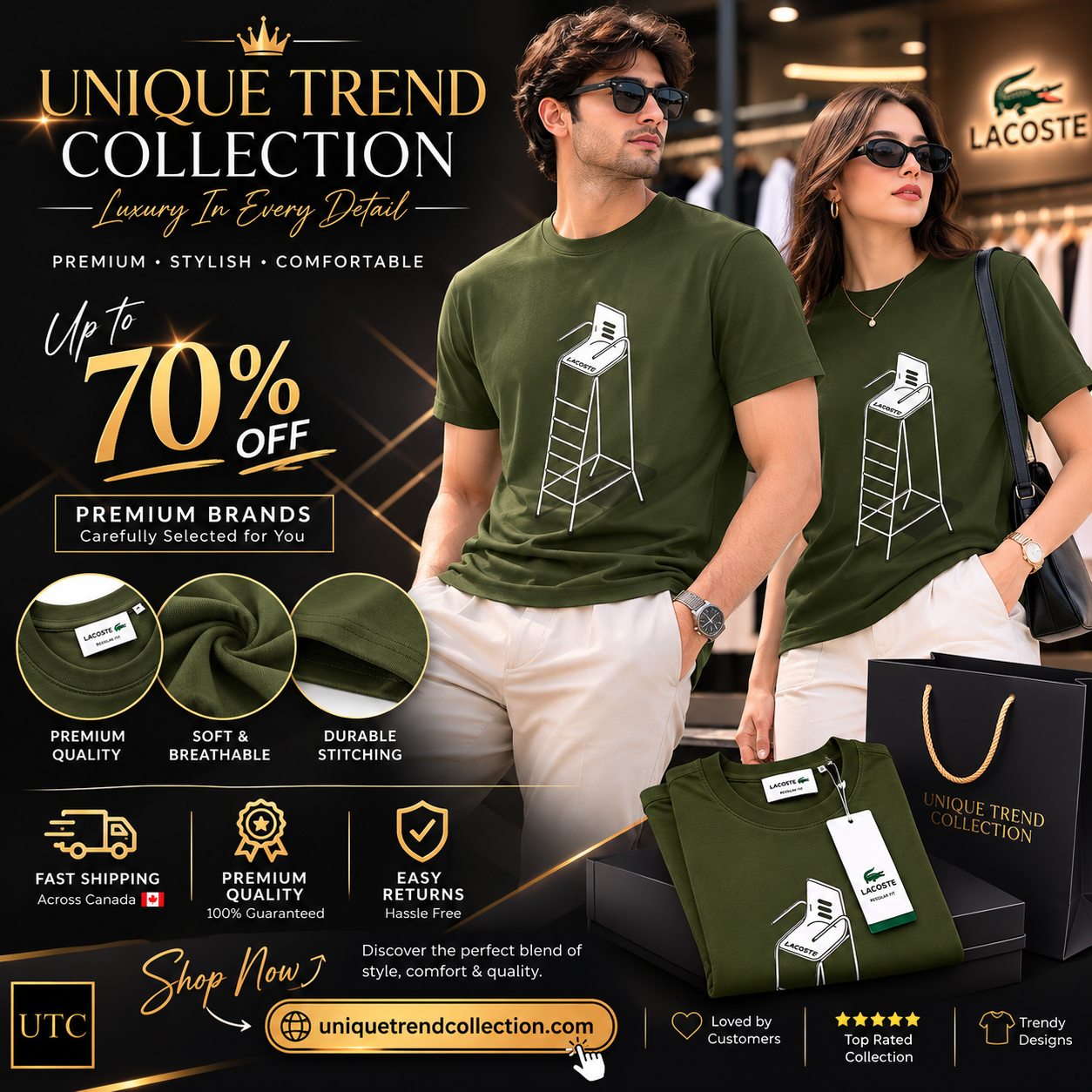 Premium Men's Olive Green Cotton Graphic T-Shirt | Soft Crew Neck Casual Tee