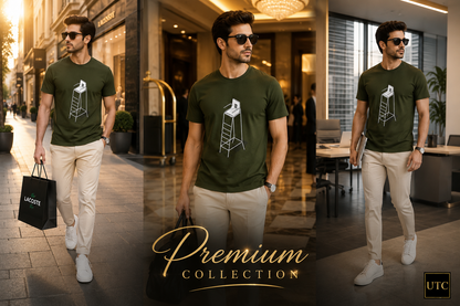 Premium Men's Olive Green Cotton Graphic T-Shirt | Soft Crew Neck Casual Tee