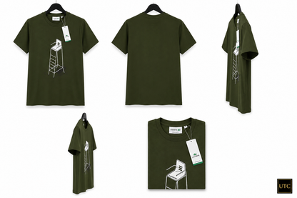 Premium Men's Olive Green Cotton Graphic T-Shirt | Soft Crew Neck Casual Tee