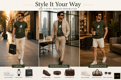 Premium Men's Olive Green Cotton Graphic T-Shirt | Soft Crew Neck Casual Tee
