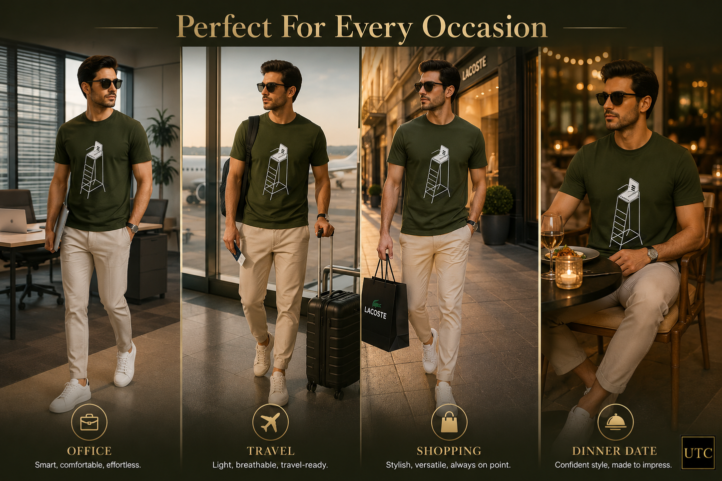 Premium Men's Olive Green Cotton Graphic T-Shirt | Soft Crew Neck Casual Tee