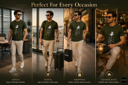 Premium Men's Olive Green Cotton Graphic T-Shirt | Soft Crew Neck Casual Tee