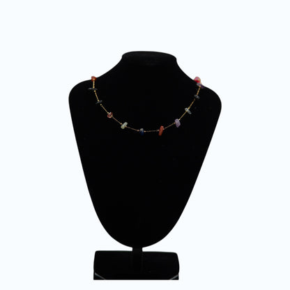 ✨ Rainbow Gemstone Necklace for Women | Gold-Tone Crystal Beaded Necklace | Elegant Gift for Her | UTC Jewelry