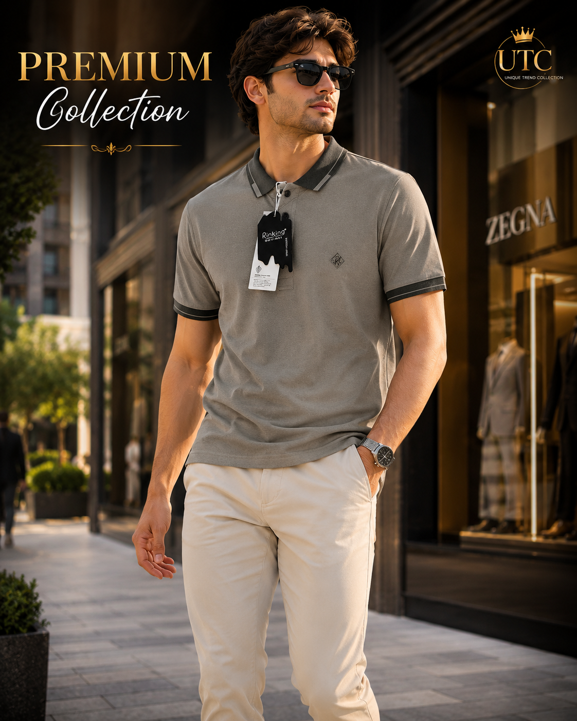 Premium Men's Light Grey Polo Shirt | Soft Cotton Blend | Classic Short Sleeve Golf Polo