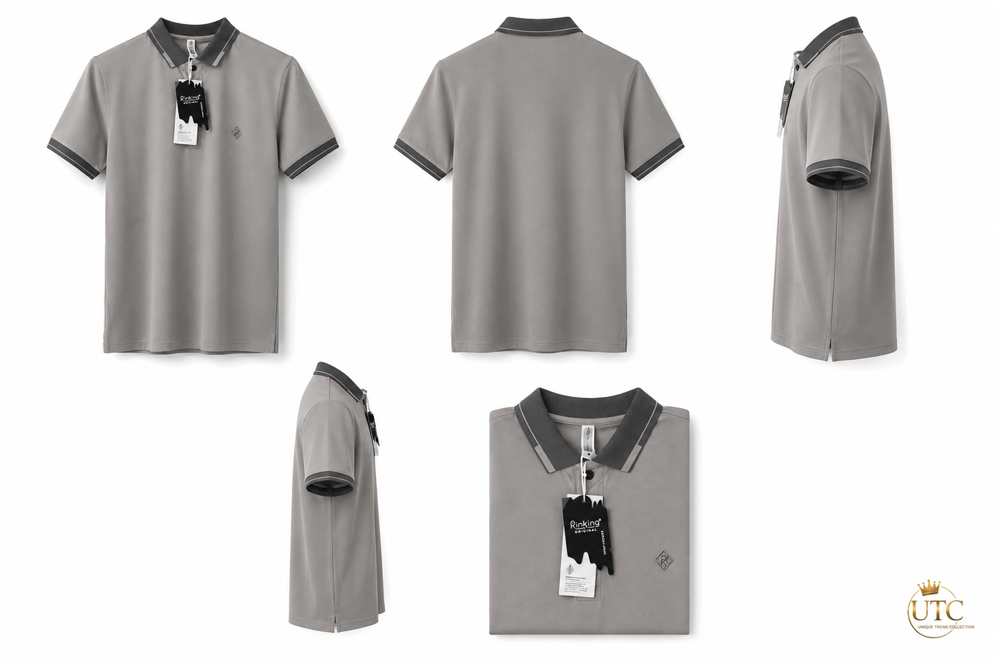 Premium Men's Light Grey Polo Shirt | Soft Cotton Blend | Classic Short Sleeve Golf Polo