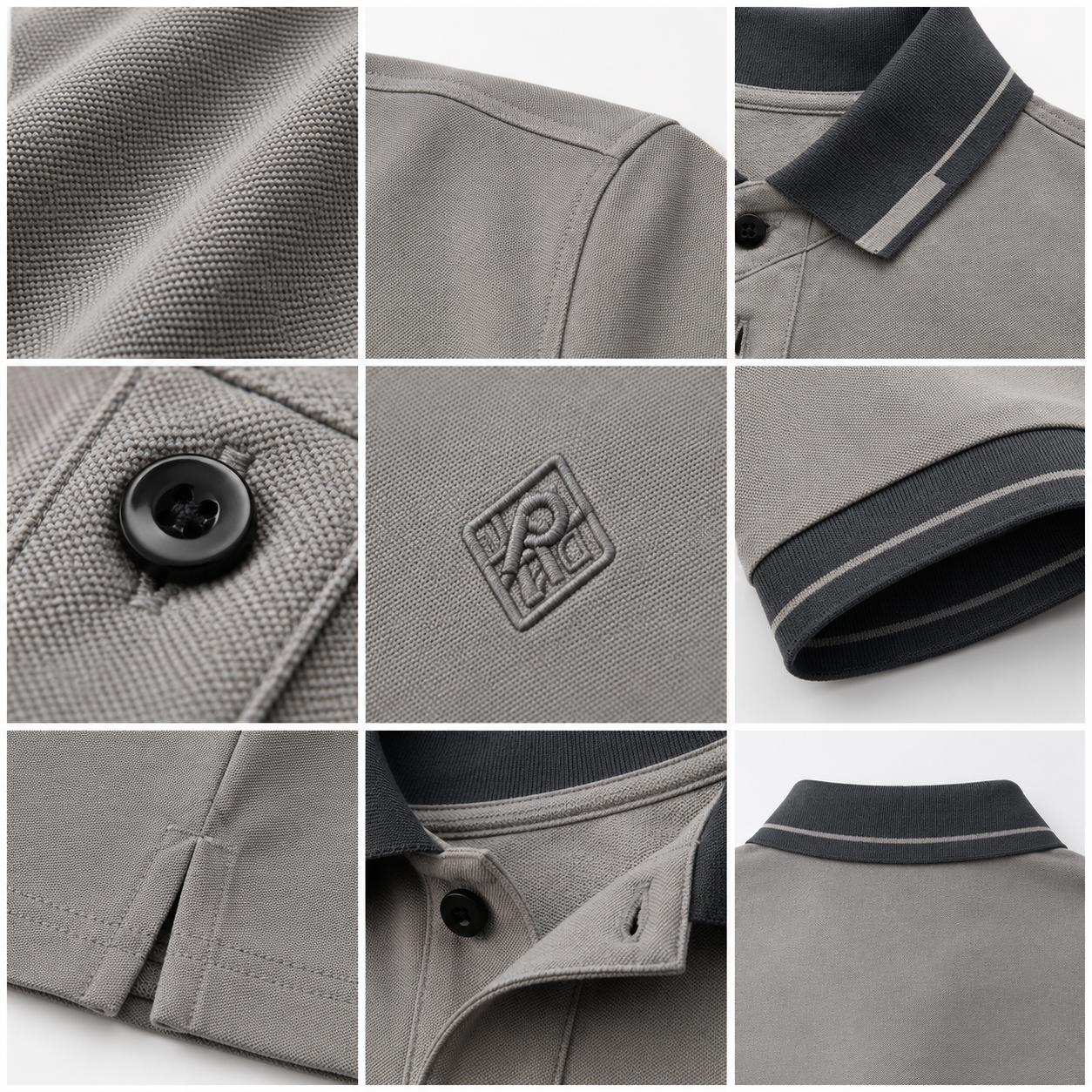 Premium Men's Light Grey Polo Shirt | Soft Cotton Blend | Classic Short Sleeve Golf Polo