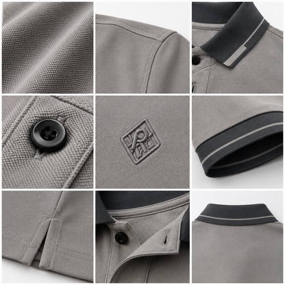 Premium Men's Light Grey Polo Shirt | Soft Cotton Blend | Classic Short Sleeve Golf Polo