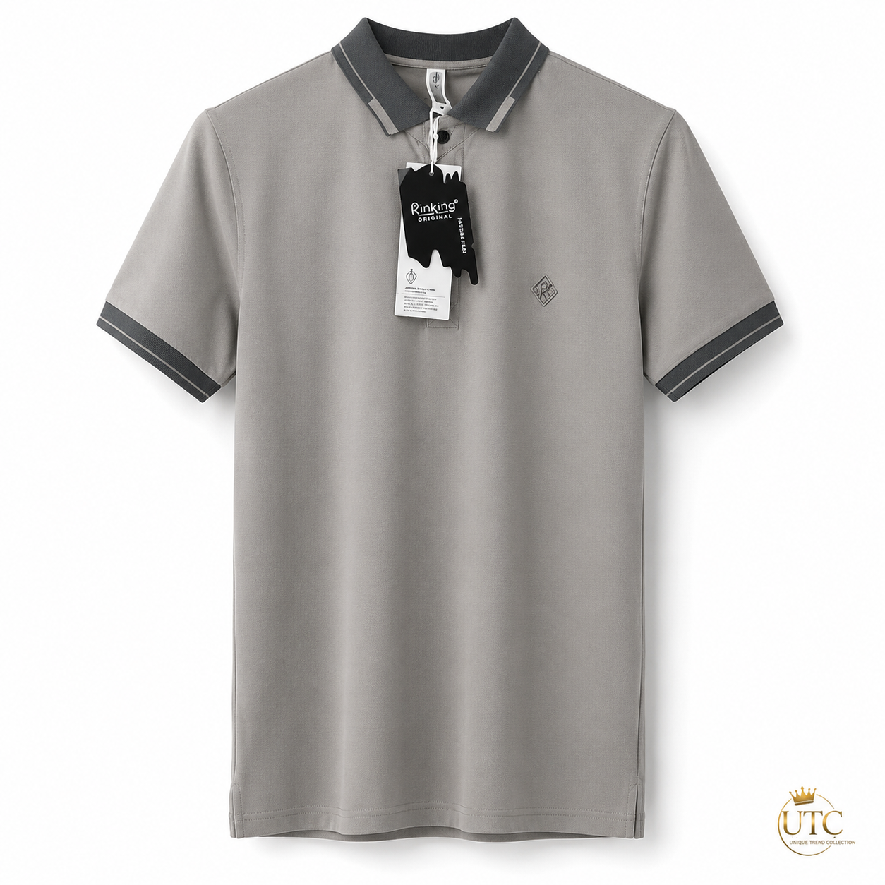 Premium Men's Light Grey Polo Shirt | Soft Cotton Blend | Classic Short Sleeve Golf Polo