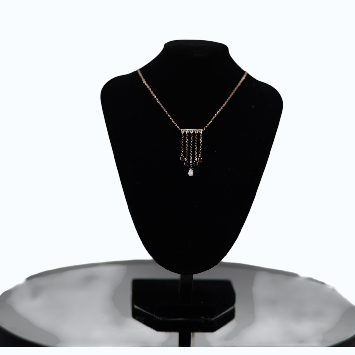 ✨ Rose Gold Moonstone Tassel Necklace – Elegant Crystal Pendant Jewelry for Women