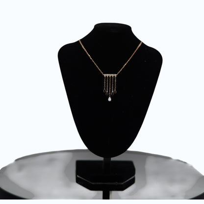 ✨ Rose Gold Moonstone Tassel Necklace – Elegant Crystal Pendant Jewelry for Women
