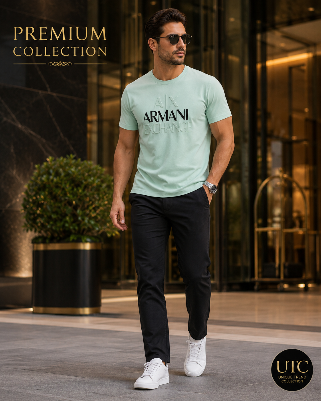 Armani Exchange Men's Logo T-Shirt – Premium Cotton Crew Neck | Mint Green | A|X