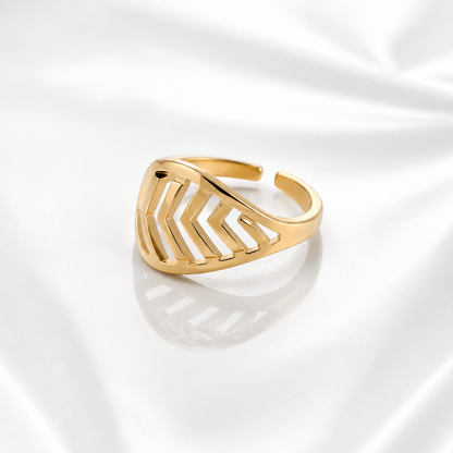 Modern Gold-Tone Adjustable Geometric Statement Ring for Women