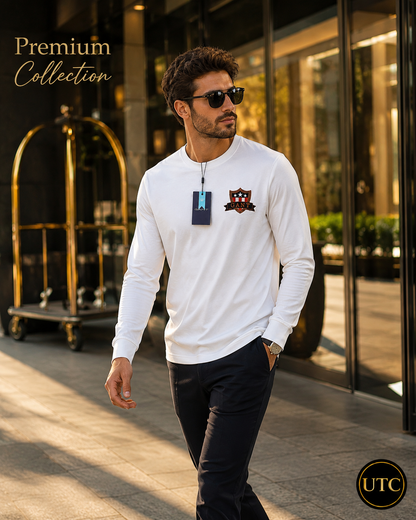 🤍✨ GANT Men's Premium White Long Sleeve T-Shirt 👕 | 100% Soft Cotton Crew Neck | Classic Everyday Luxury