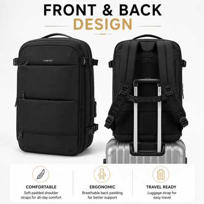 Tigernu Waterproof Vacuum Compression Laptop Backpack | Built-in Electric Vacuum Compression | Expandable 27L–37L | Anti-Theft | USB Charging | Fits 17" Laptop