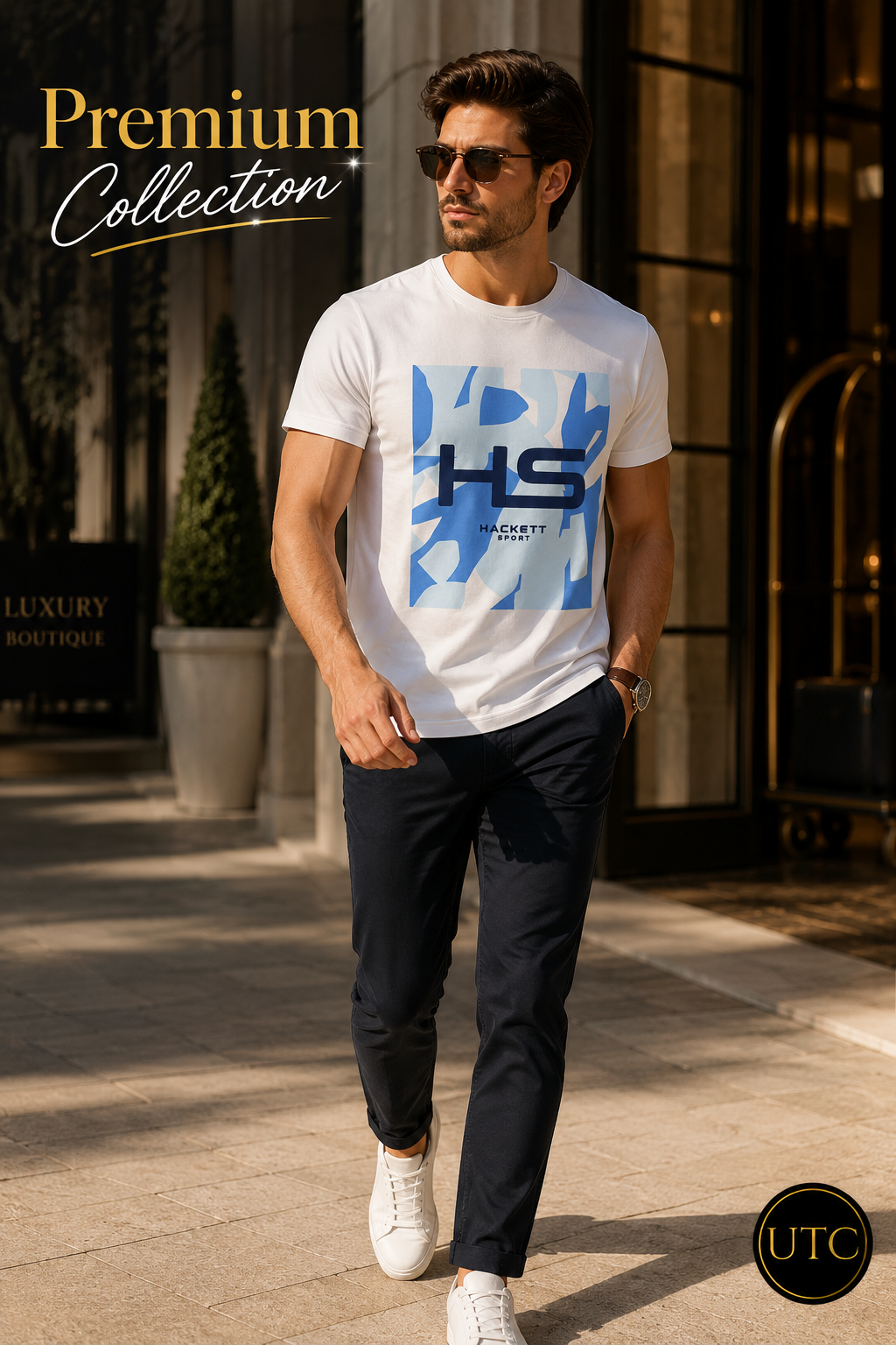 🤍✨ Hackett London Men's Premium White Graphic T-Shirt 👕 | 💎 Soft Cotton Crew Neck | 🇬🇧 Luxury British Style | 🇨🇦 Fast Shipping
