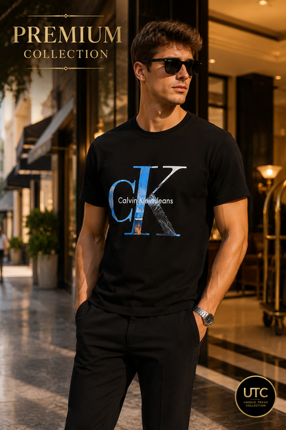 Calvin Klein Jeans Men's Black Graphic Logo T-Shirt | Premium Cotton Crew Neck