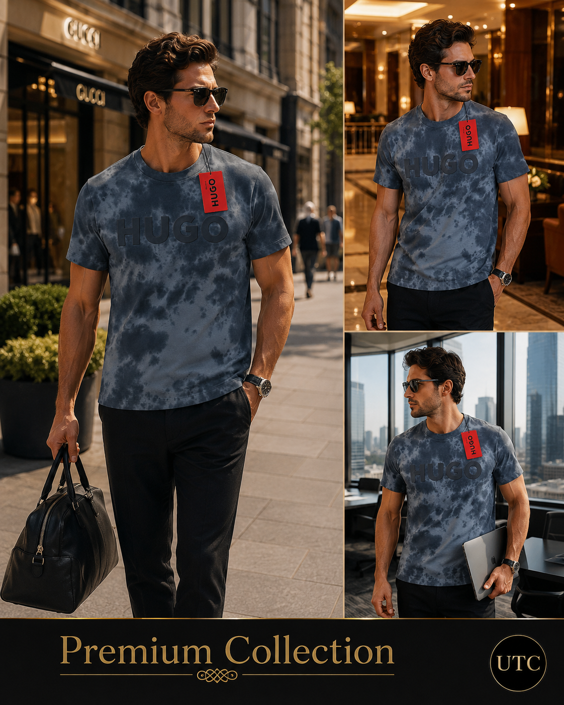 🖤 HUGO Men's Premium Tie-Dye Logo T-Shirt 👕✨ | 100% Authentic | Modern Luxury