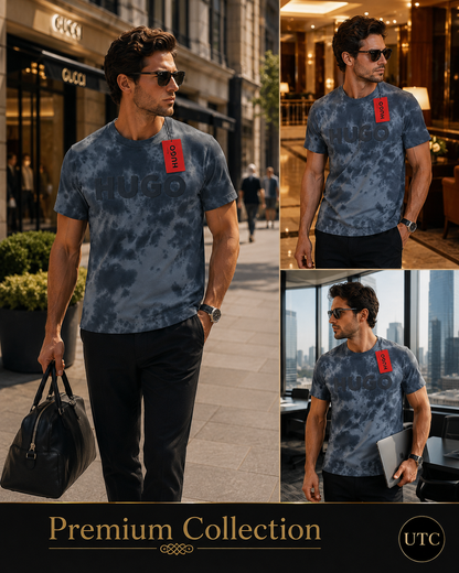 🖤 HUGO Men's Premium Tie-Dye Logo T-Shirt 👕✨ | 100% Authentic | Modern Luxury
